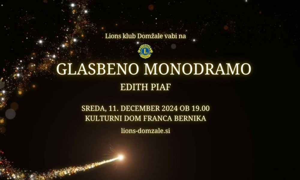 Vabilo na dobrodelno glasbeno monodramo EDITH PIAF